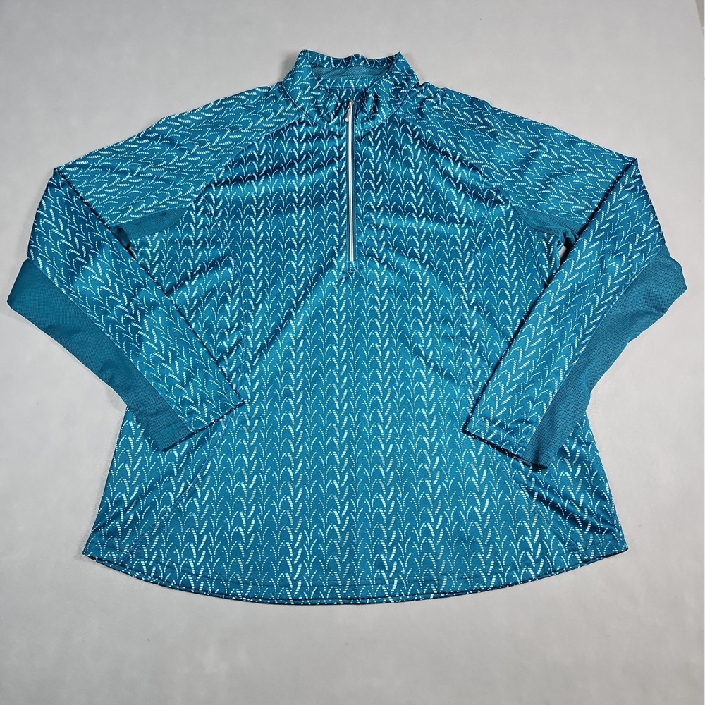 Pebble Beach Womens Teal 1/2 Zip Golf Performance Top Size XL